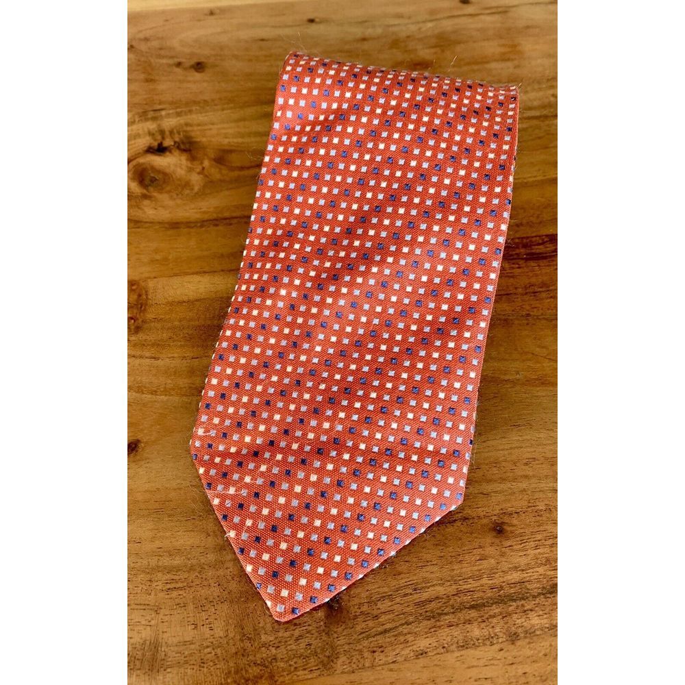 Light Red Woven Roxy Ties Silk Pin Dot Made in Italy Foulard White Blue